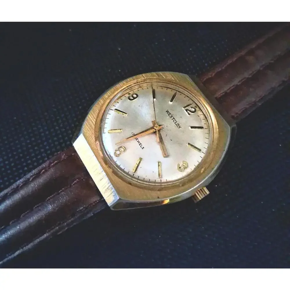 Vintage Westclox Men's Leather Mechanical Hand Wind Watch